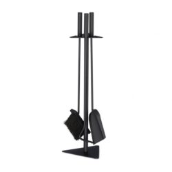 Rinkinys iš 3 židinio įrankių ir stovo 60x18,5x16,5cm., juodos spalvos
