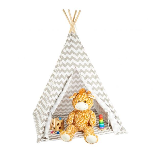 Vaikų žaidimų namukas "Teepee" 160x115x115cm., baltos/šviesiai pilkos spalvos