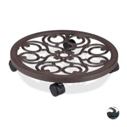 Augalų padėklas su ratukais 7,5x38cm., rudos/juodos spalvos