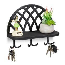 Sieninė lentyna raktams 23x27x12cm., juodos spalvos