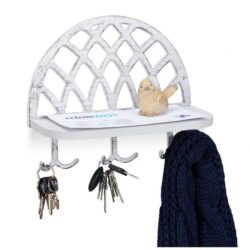 Sieninė lentyna raktams 23x27x12cm., baltos/juodos spalvos