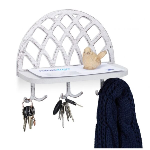 Sieninė lentyna raktams 23x27x12cm., baltos/juodos spalvos