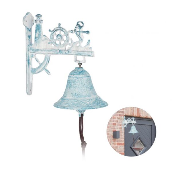 Durų varpas 36,5x17,5x11cm., šviesiai mėlynos/baltos spalvos