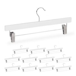 Kelnių pakabos 12vnt., baltos/sidabrinės spalvos