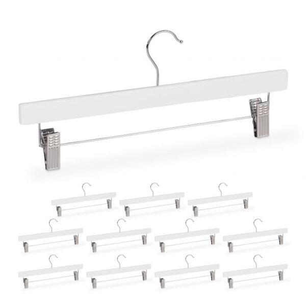 Kelnių pakabos 12vnt., baltos/sidabrinės spalvos