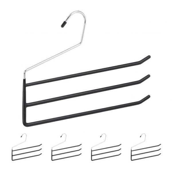 Drabužių pakabos 5vnt., juodos/sidabrinės spalvos