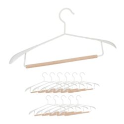 Drabužių pakabos 12vnt., baltos/šviesiai rudos spalvos
