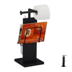 Tualetinio popieriaus stovas su tualeto šepečiu 48,5x25,5x20cm., juodos/baltos spalvos