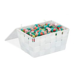 Daiktų laikymo dėžė su dangteliu 10,5x19,5x14,5cm., baltos spalvos