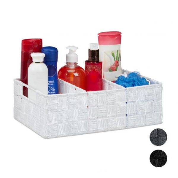 Krepšys su skyreliais 10x32x21cm., baltos spalvos