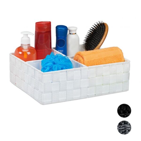 Krepšys su skyreliais 10x32x27cm., baltos spalvos