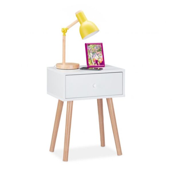 Staliukas su stalčiumi 55x42x30cm., šviesiai rudos/baltos spalvos