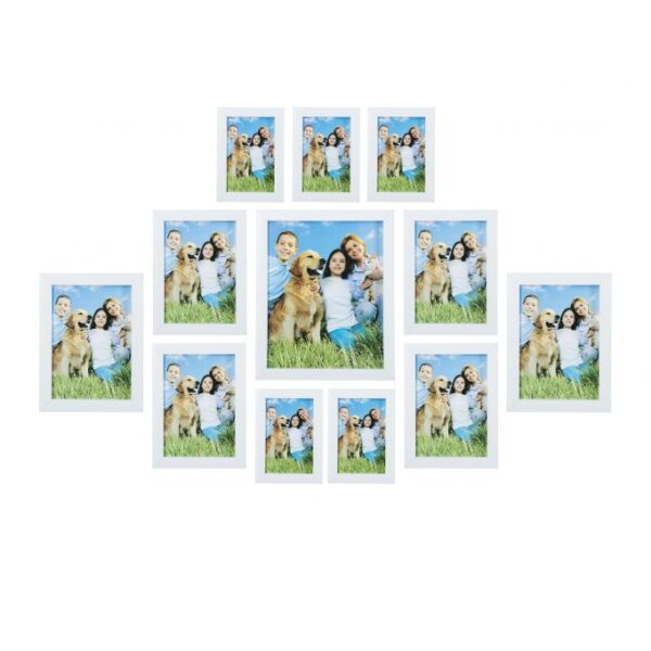 Rinkinys iš 12 nuotraukų rėmelių, baltos spalvos