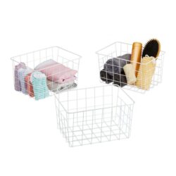 Rinkinys iš 3 daiktų laikymo krepšelių 15,5x28x20cm., baltos spalvos