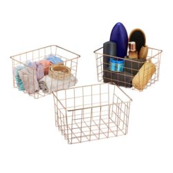 Rinkinys iš 3 daiktų laikymo krepšelių 15,5x28x20cm., vario spalvos