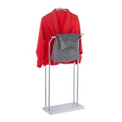 Drabužių kabykla 110x46x19cm., sidabrinės/tamsiai rudos spalvos