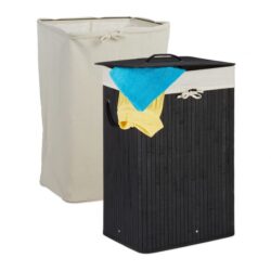 Skalbinių krepšelis 66x44x34cm, 80L., juodos/baltos spalvos