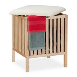 Skalbinių krepšelis 51x41x41cm, 40L., šviesiai rudos/baltos spalvos