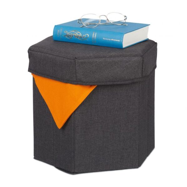 Sulankstoma sėdimoji vieta su atlenkiamu dangčiu 31x36x32cm., tamsiai pilkos spalvos