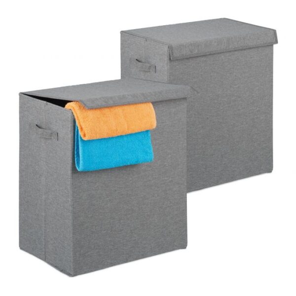 Rinkinys iš 2 skalbinių krepšelių 50,5x45x30,5cm, 61L., pilkos spalvos