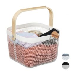 Daiktų laikymo krepšys su rankena 17,5x26x24,5cm., baltos/šviesiai rudos spalvos