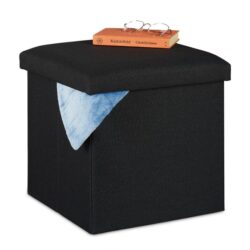 Sulankstoma sėdimoji vieta su atlenkiamu dangčiu 37x37,5x37,5cm., juodos spalvos