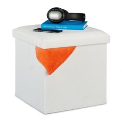 Sulankstoma sėdimoji vieta su atlenkiamu dangčiu 37x37,5x37,5cm., baltos spalvos