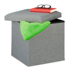 Sulankstoma sėdimoji vieta su atlenkiamu dangčiu 37x37,5x37,5cm., pilkos spalvos