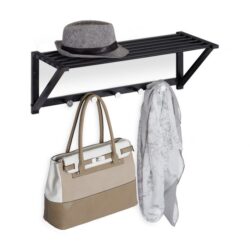 Sieninė kabykla su lentyna 23x65x25cm., juodos/sidabrinės spalvos