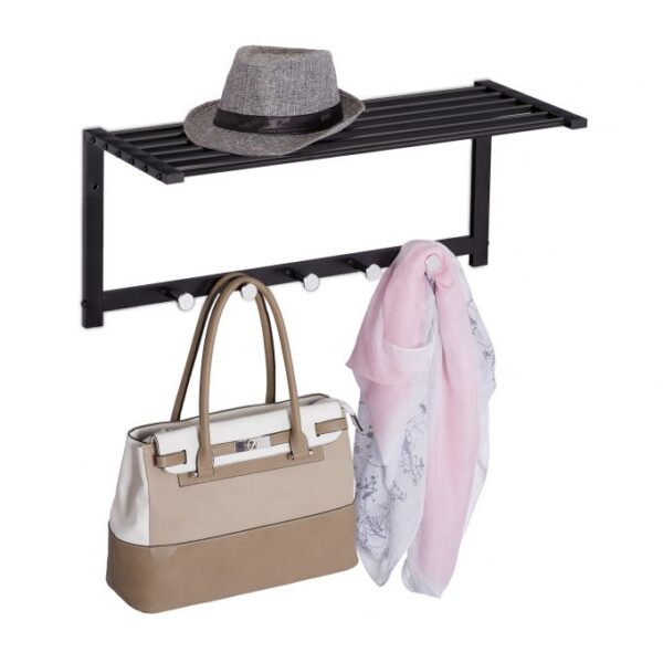 Sieninė kabykla su lentyna 28x65x25cm., juodos/sidabrinės spalvos