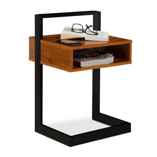 Šoninis staliukas su lentyna 60,5x40x34cm., rudos/juodos spalvos