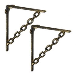 Rinkinys iš 2 sieninių vazonų laikiklių 18x4x21,5cm., juodos/auksinės spalvos