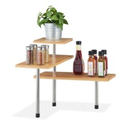 Pastatoma virtuvės lentyna 40x45x45cm., šviesiai rudos/sidabrinės/juodos spalvos