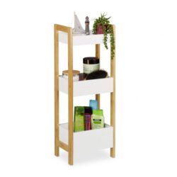 Vonios lentyna su 3 krepšeliais 74,5x28x20cm., šviesiai rudos/baltos spalvos