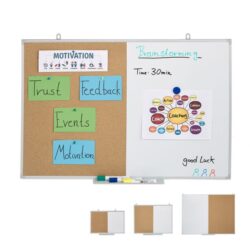 Kombinuota lenta, skydelis ir magnetinė lenta 60x90 cm., šviesiai rudos/baltos spalvos