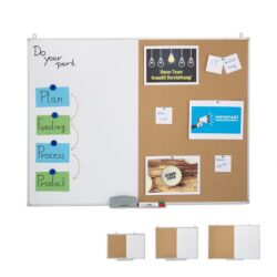 Kombinuota lenta, skydelis ir magnetinė lenta 90x120 cm., šviesiai rudos/baltos spalvos