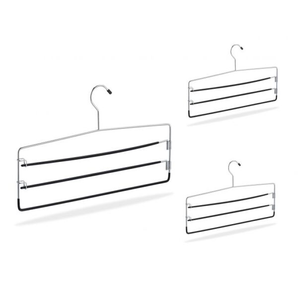 Kelnių pakabos 3vnt., juodos/sidabrinės spalvos