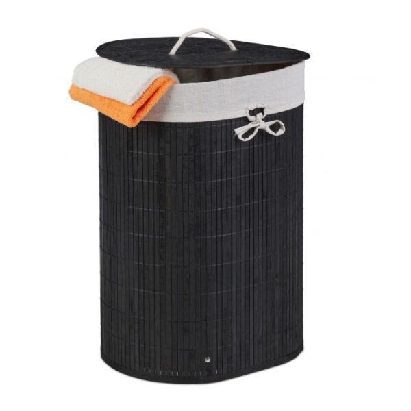 Skalbinių krepšelis 55x42x32cm, 46L., juodos/kreminės spalvos