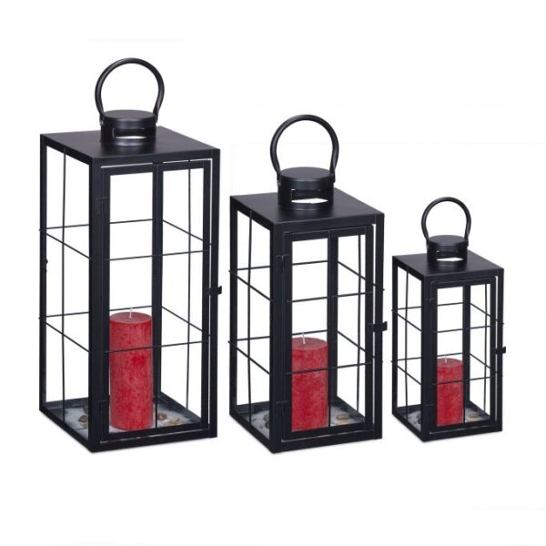 Rinkinys iš 3 žvakidžių, juodos spalvos