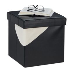 Sulankstoma sėdimoji vieta su atlenkiamu dangčiu 38x37x37cm., juodos spalvos