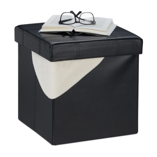 Sulankstoma sėdimoji vieta su atlenkiamu dangčiu 38x37x37cm., juodos spalvos
