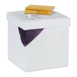 Sulankstoma sėdimoji vieta su atlenkiamu dangčiu 38x37x37cm., baltos spalvos