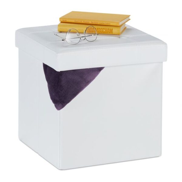 Sulankstoma sėdimoji vieta su atlenkiamu dangčiu 38x37x37cm., baltos spalvos