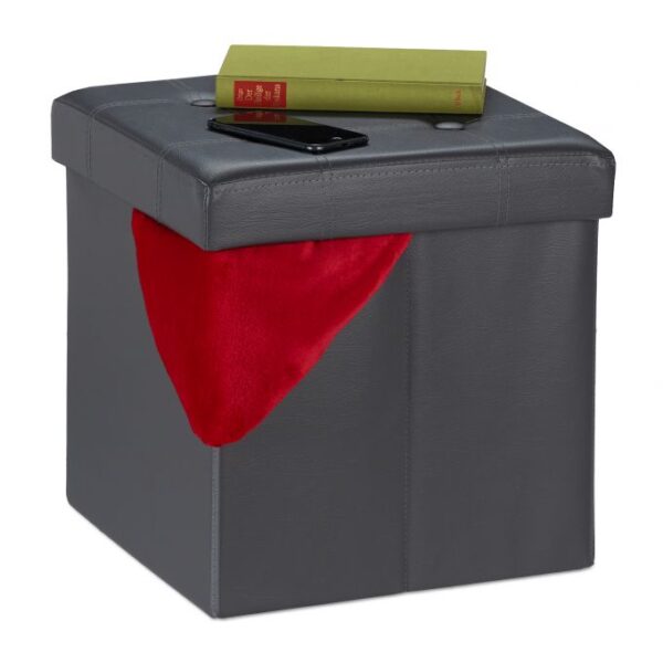 Sulankstoma sėdimoji vieta su atlenkiamu dangčiu 38x37x37cm., tamsiai pilkos spalvos