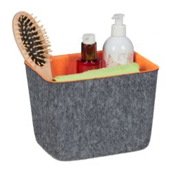 Daiktų laikymo dėžė 15,5x21x15,5cm., pilkos/oranžinės spalvos