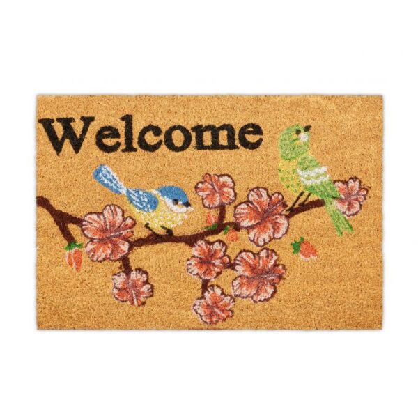 Durų kilimėlis "Welcome" su paukščiais 60x40 cm.