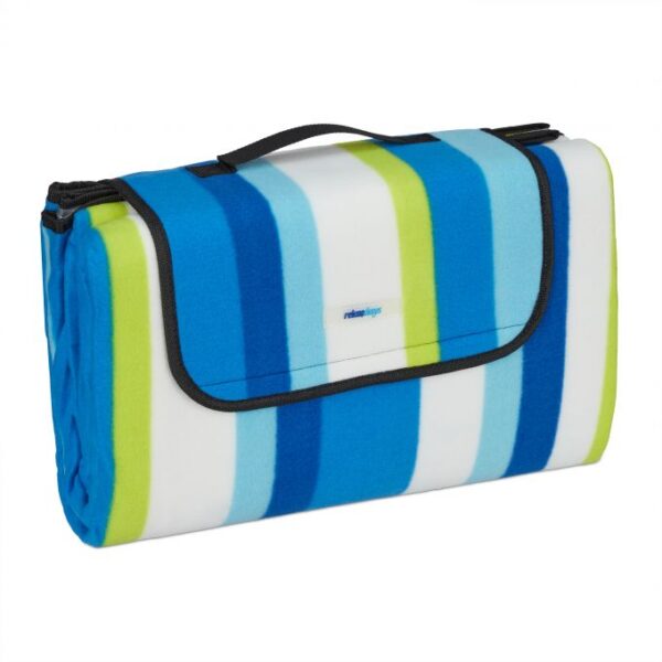 Pikniko antklodė 200x200cm., mėlynos/baltos/žalios spalvos