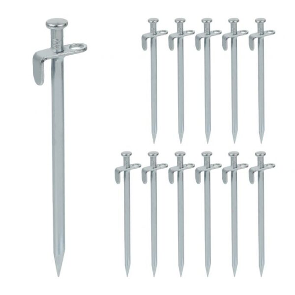 Rinkinys iš 12 palapiniės kuoliukų 20x4x1,5cm ., sidabrinės spalvos