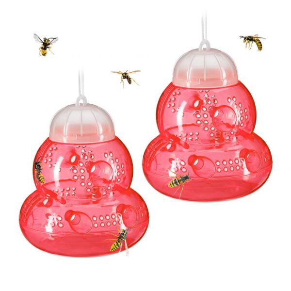 Rinkinys iš 2 vapsvų gaudyklių 15,5x12,5cm., raudonos/baltos spalvos