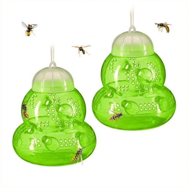 Rinkinys iš 2 vapsvų gaudyklių 15x13cm., žalios/baltos spalvos